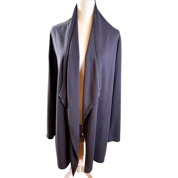 Pure Jill Women's Fall Cardigan Grey Open Front Draped Woven Jacket, Size M‎ EUC - Picture 3 of 10
